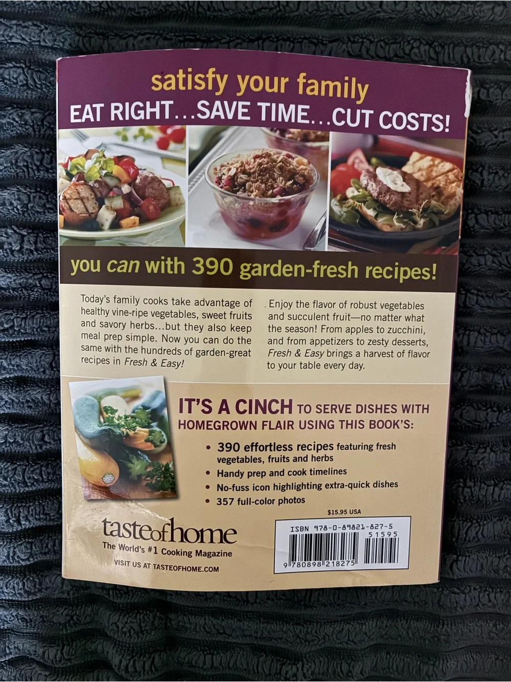 Taste of Home Fresh & Easy Cookbook - Purple & Yellow Cover